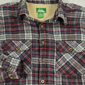 Itasca Sherpa Lined Plaid Button-up Mens Shirt Jacket Size Medium‎